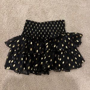 NEVER WORN wildflower nola medium black w/ gold polka dots ruffle skirt